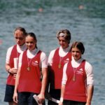 Deutsche Meisterschaft im Kanu-Rennsport München 2000: zum 1. Mal Deutsche Meisterin im K4 (3. v.l.)